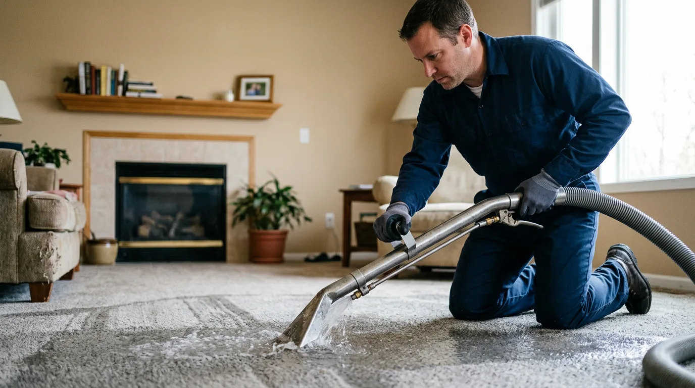 Water damage restoration technician working near Gallatin, MO